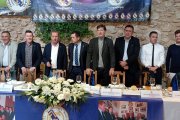 Dirigentes de la Peña Madridista Soriana en la celebración del aniversario de fundación.