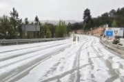 La granizada se dejó sentir en Soria a primera hora de la tarde.