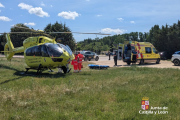 Rescate en helicóptero del herido en el accidente de moto.
