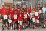 Algunos de los canteranos del Numancia becados por La Caixa.