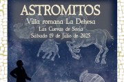 Detalle del cartel de la iniciativa 'Astromitos' en Las Cuevas de Soria.