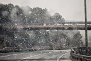 Salida de Soria hacia Golmayo en la mañana de este domingo.