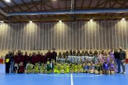 Los integrantes del Club Patín Soria que tomaron parte en la exhibición.