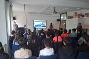 Alumnos del Instituto Margarita de Fuenmayor de Ágreda en videoconferencia con la Antártida.