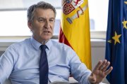 El presidente del PP Alberto Núñez Feijóo, durante la entrevista concedida a Servimedia.