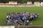 Jugadores y aficionados del equipo calasancio en el Municipal Burgense.