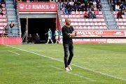 Ángel Rodríguez durante el trascurso del partido del Numancia ante el Marino de Luanco.