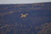 Un hidroavión trabaja para apagar el incendio de Veguellina (León).