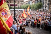 La plaza Mayor de Soria abarrotada de asistentes a la manifestación.