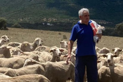 Eduardo del Rincón con sus ovejas, en Ciudad Real