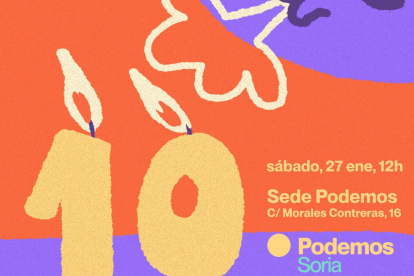 Cartel anunciador del décimo aniversario de Podemos Soria.
