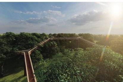 Recreación  de la pasarela que se proyecta en el campamento de La Nava en Covaleda.