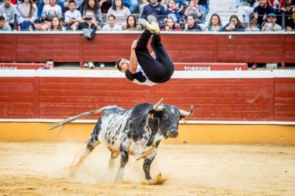 Los 12 recortadores se enfrentaron al toro