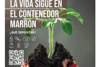 Cartel de la campaña informativa por la llegada del contenedor marrón a Soria.
