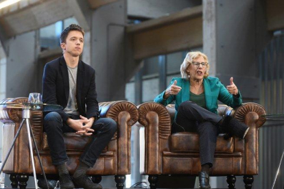 Manuela Carmena e Íñigo Errejón en su primer acto público de Más Madrid.-EFE