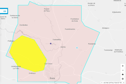 a macha amarilla es la zona entre Valonsadero y Soria restringida para volar durante los festejos en el monte. HDS