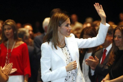 La reina Letizia, este jueves en Barcelona.-EFE / MARTA PÉREZ