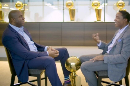 Magic Johnson e Isiah Thomas, cara a cara en el set de NBATV-NBATV