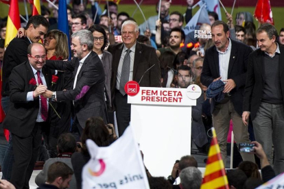 El acto central de campaña del PSC ha tenido lugar en el Centro de Congresos de Barcelona.-JORDI COTRINA