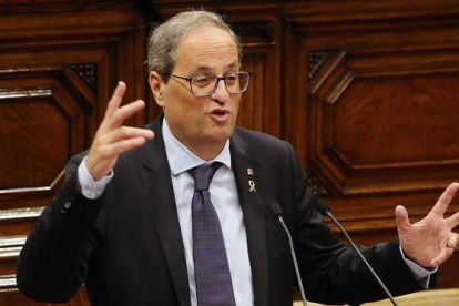 Quim Torra, durante un pleno del Parlamento catalán.-RICARD CUGAT