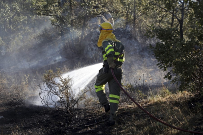 Extinción de un incendio forestal en una imagen de archivo. HDS