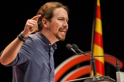 Pablo Iglesias, en un acto de la campaña de las elecciones catalanas del 21-D.-MARTÍ FRADERA