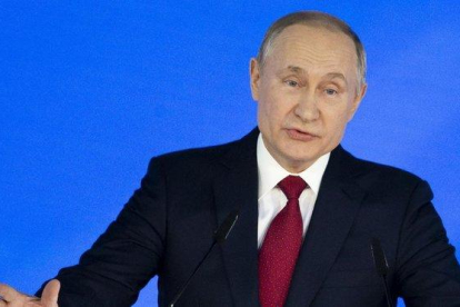 El presidente ruso, Vladímir Putin, este miércoles durante su discurso.-ALESANDER ZEMLIANICHENKO (AP)