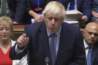 Boris Johnson durante su intervención ante los comunes.-AP