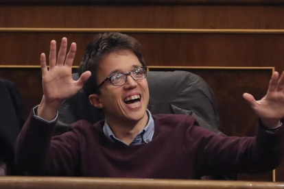 Íñigo Errejón, este jueves, en el debate del decreto del Gobierno sobre la reforma de la estiba.-Ballesteros