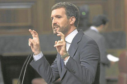 Pablo Casado, ayer en el Congreso.-DAVID CASTRO