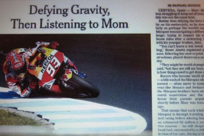 El reportaje de Marc Márquez en 'The New York Times'.-EL PERIÓDICO