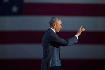 Barack Obama, durante su discurso de despedida en Chicago.-AFP / DARREN HAUCK