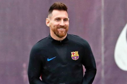 Lionel Messi luce nueva imagen durante el entrenamiento previo al partido contra el Getafe.-INSTAGRAM DE LEO MESSI