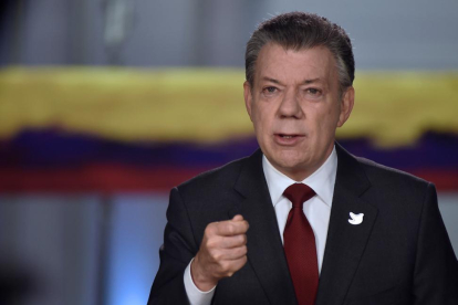 El presidente de Colombia, Juan Manuel Santos, durante su mensaje al país, este miércoles.-REUTERS