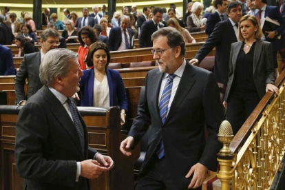 El presidente del Gobierno en funciones, Mariano Rajoy, este jueves en el Congreso.-EFE / PACO CAMPOS