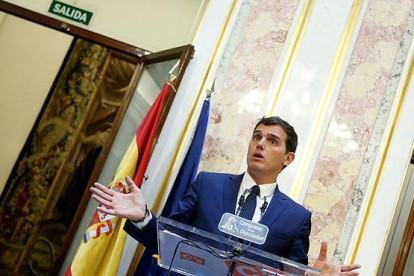 En declaraciones de Albert Rivera del pasado mes de junio y las ofrecidas el 9 de agosto, se aprecia que Rivera ha cambiado su discurso sobre un posible apoyo a Rajoy.-JUAN MANUEL PRATS