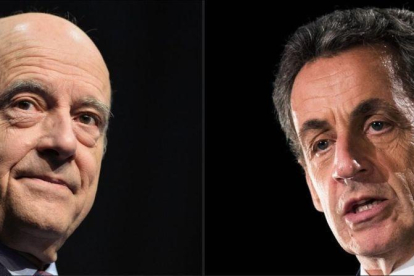 Combinación de imágenes de Juppé (izquierda) y Sarkozy.-AFP / NICOLAS TUCAT