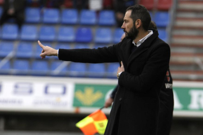 El técnico soriano del Girona, Pablo Machín, durante su visita de esta temporada a Los Pajaritos.-DIEGO MAYOR