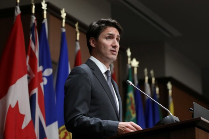 Justin Trudeau, el primer mimnsitro de Canadá en una reunión del Partido Liberal.-X90141