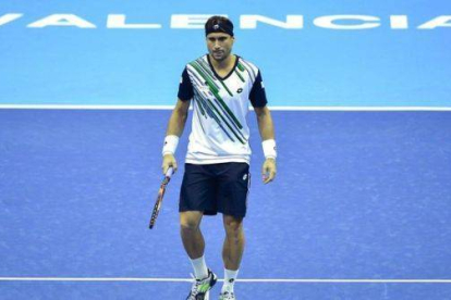Ferrer, durante el partido de semifinales del torneo de Valencia contra Murray.-Foto: AFP / JOSÉ JORDÁN