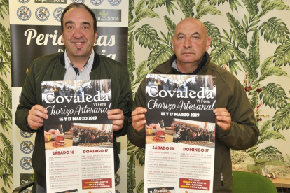Andrés y De Miguel en la presentación de la VI Feria del Chorizo de Covaleda.-V.G.