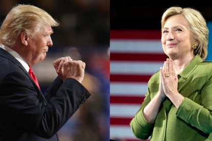 Donald Trump y Hillary Clinton, durante actos electorales.-