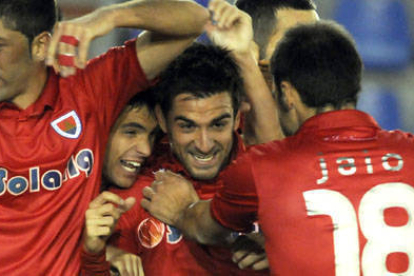 Natalio celebra el primer gol con la camiseta rojilla ante el Guadalajara. / V. Guisande-