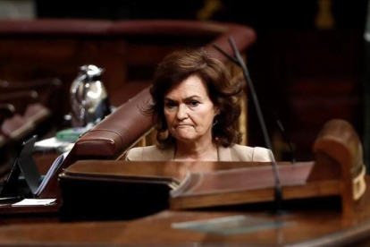 Carmen Calvo, este jueves en el Congreso de los Diputados.-EFE