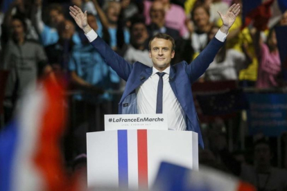 Emmanuel Macron, durante su intervención Lyon.-REUTERS / ROBERT PRATTA