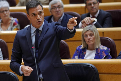 El presidente del Gobierno, Pedro Sánchez, durante un pleno del Senado, el pasado 11 de septiembre.-JOSE LUIS ROCA