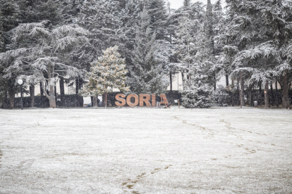 Nieve en el parque de La Dehesa de Soria. GONZALO MONTESEGURO