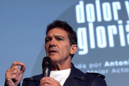 Antonio Banderas en la presentación de Dolor y Gloria.-EFE