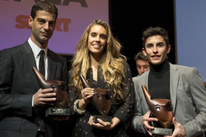 Gerard López, Ona Carbonell y Marc Márquez, los premiados.-JAVI FERRÁNDIZ