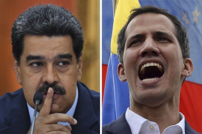 Nicolás Maduro y Juan Guaidó en la disputa por el poder en Venezuela.-AFP